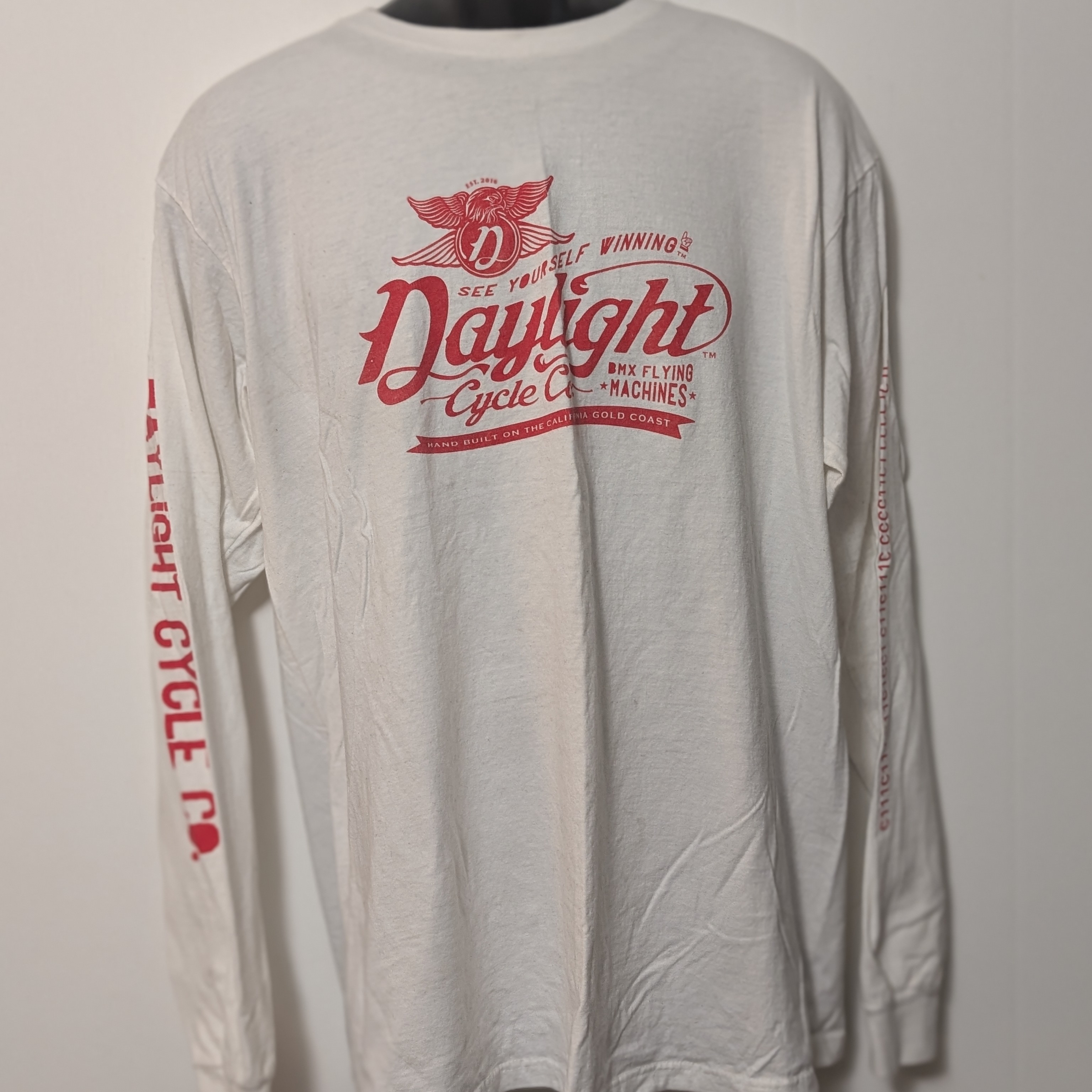 Mens Daylight Cycle Company Long Sleeve White TShirt Size Large